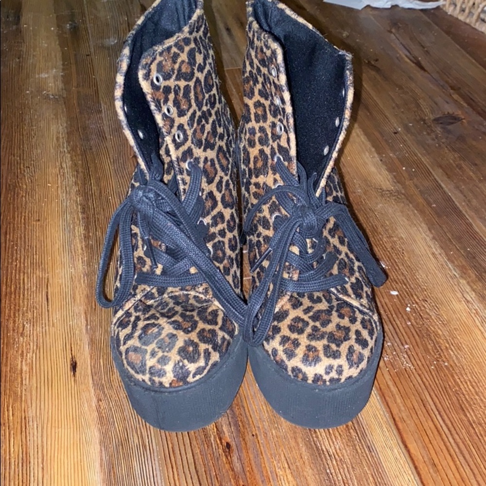 Platform Leopard Print Booties - image 2